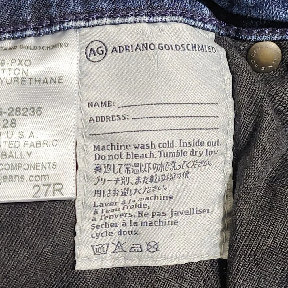 AG Adriano Goldschmied Jeans Womens 27R Cut‎ Off Farrah Skinny High Rise 28x28